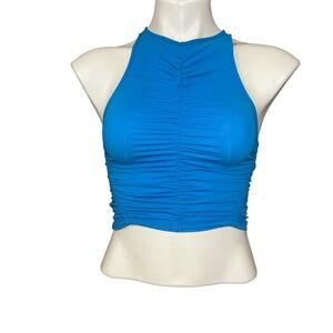 Blue Ruched Halter Crop Top from Zara size small tank